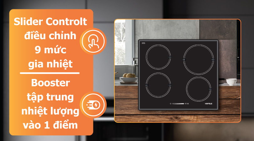 Hafele HC-I604B 536.01.731 - 9 mức gia nhiệt + Booster